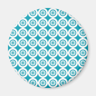 Süßes konzentrisches Kreis-Muster Aqua-Weiß Magnet