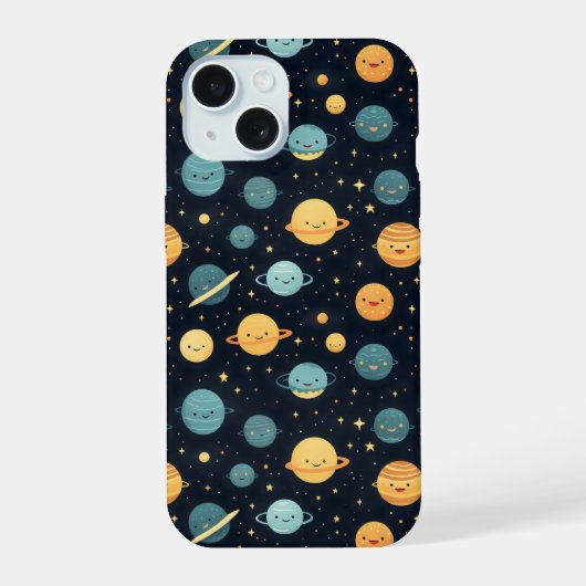 Süßes Kosmos-Muster iPhone 15 Hülle (Rückseite)