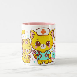 Süßes Krankenpfleger-Katzen-Duo Zweifarbige Tasse