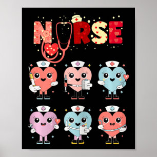 Süßes Krankenschwester-Herzen-Valentinstag-Design Poster