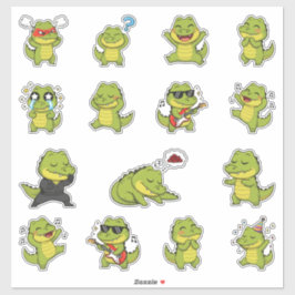 Süßes Krokodil-Emoji-Sticker-Pack Aufkleber