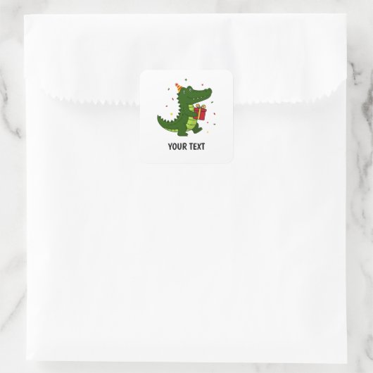 Süßes Krokodil-Geschenk Quadratischer Aufkleber (Tasche)
