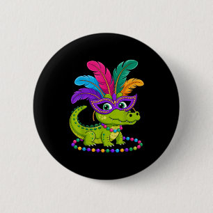 Süßes Krokodil Mardi Gras Bekleidung Kinder Spaß F Button