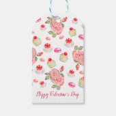 Süßes Kuchen und Rose in Aquarell Geschenkanhänger (Vorderseite)