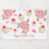 Süßes Kuchen und Rose in Aquarell Lebensmitteletikett (Einzelnes Label)