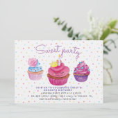 Süßes Kuchen und Sprinklen Einladung zum Geburtsta (Stehend Vorderseite)