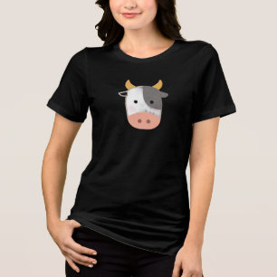Süßes Kuh-Gesicht T‑Shirt – Kawaii Tier Grafik-Shi Tri-Blend Shirt
