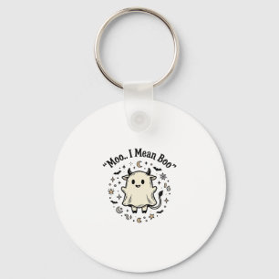 Süßes Kuh-Gespenst Halloween Moo Boo Vintage Desig Schlüsselanhänger
