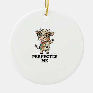 Süßes Kuh-Shirt Mit Brille Perfekte Vibes Keramik Ornament