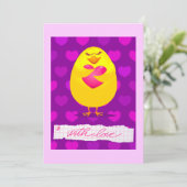 Süßes Küken in Liebe mit Botschaft, Einladung (Stehend Vorderseite)