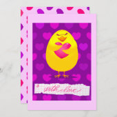 Süßes Küken in Liebe mit Botschaft, Einladung (Vorne/Hinten)