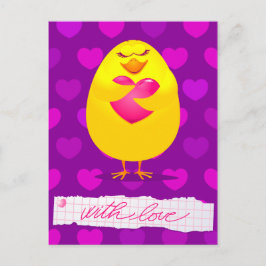 Süßes Küken in Liebe mit Nachricht, Postkarte