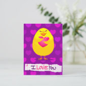 Süßes Küken in Liebe mit Nachricht, Postkarte (Stehend Vorderseite)