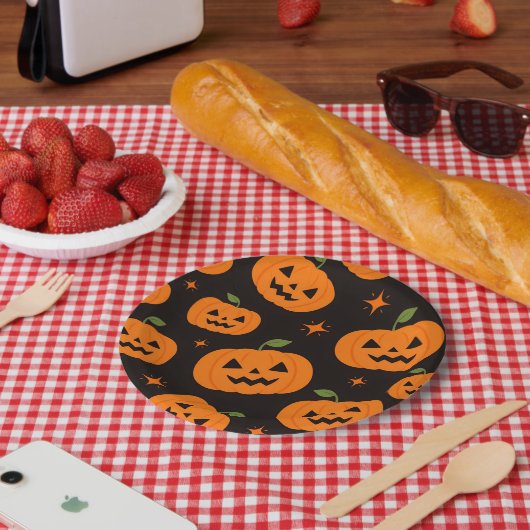 Süßes Kürbis-Halloween-Spooky-Muster Pappteller (Picknick)
