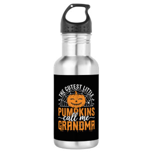 Süßes Kürbis-Oma-Halloween-Design_1 Edelstahlflasche