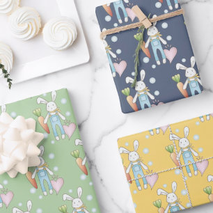 Süßes Kuscheltier Hase Custom Geschenkpapier Set