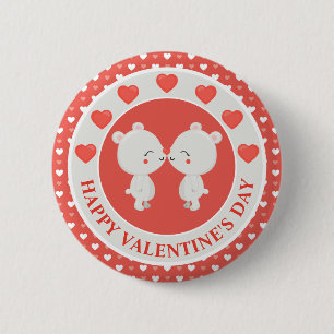 Süßes küssendes Bärenpaar zum Valentinstag Button