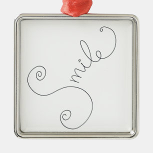 süßes Lächeln Doodle Schwarz-Weiß-Design Ornament Aus Metall