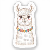 Süßes Lama mit farbenfrohen Perlen Aufkleber (Vorderseite)