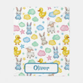 Süßes Lamm-, Hasen- und Entchen-Muster Fleecedecke (Vorderseite)