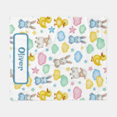 Süßes Lamm-, Hasen- und Entchen-Muster Fleecedecke (Vorderseite (Horizontal))