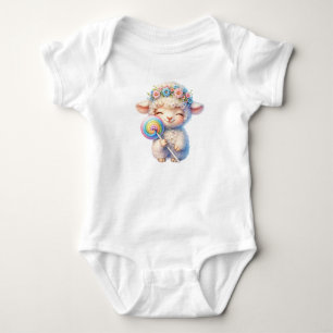Süßes Lamm mit Lutscher - Whimsical-Nursery Baby Strampler