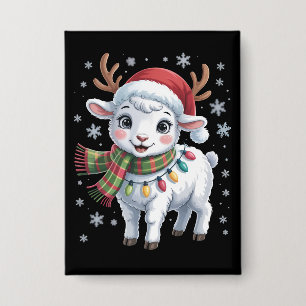 Süßes Lamm Weihnachten Lustiger Tierliebhaber Farm Button