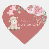 Süßes Lämmchen Rosa Grüne Cupcake Toppers Herz-Aufkleber (Vorderseite)