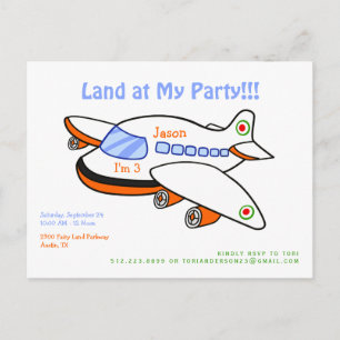 Süßes Land auf meiner Party-Flugzeug-Einladungskar Einladungspostkarte