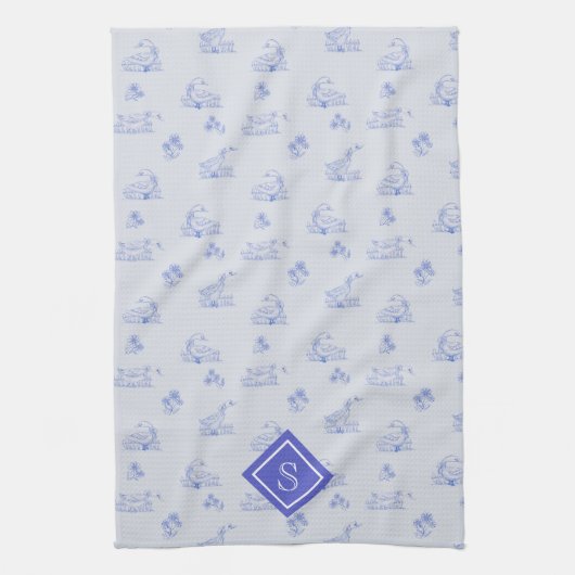 Süßes Landgans-Toile-Muster-Monogramm Geschirrtuch (Vertikal)