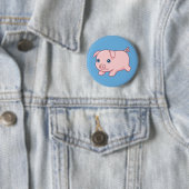 Süßes laufendes Ferkel auf Blau Button (Beispiel)