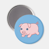 Süßes laufendes Ferkel auf Blau Magnet (Vorderseite/Rückseite)