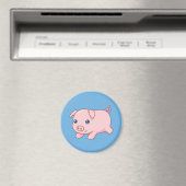 Süßes laufendes Ferkel auf Blau Magnet (In Situ (Geschirrspüler))