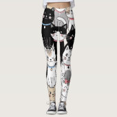 Süßes, launisches Katzenmuster Leggings (Vorderseite)