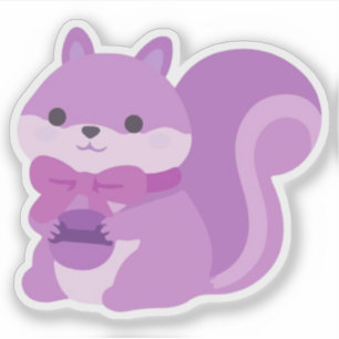 Süßes Lavendel Eichhörnchen Kawaii Pastell Kunst Aufkleber