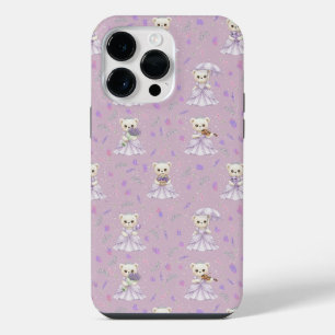 Süßes Lavendel-Prinzessin-Bär-Muster iPhone 14 Pro Max Hülle