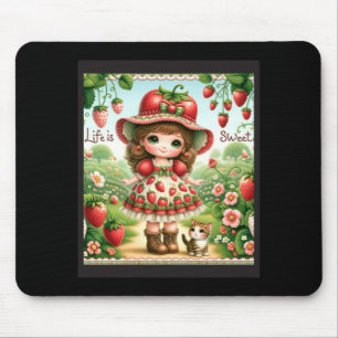 Süßes Leben ist süßer Erdbeerkuchen Vintage-Beere Mousepad