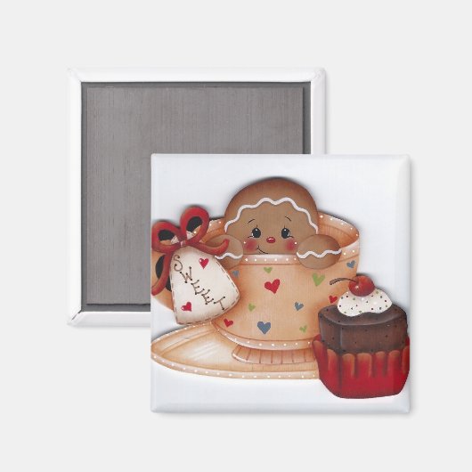 Süßes Lebkuchen in Teacup Magnet (Vorderseite/Rückseite)