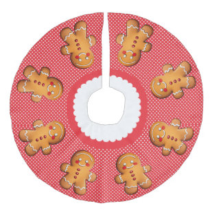 Süßes Lebkuchen Monogramm Leinenimitat Weihnachtsbaumdecke