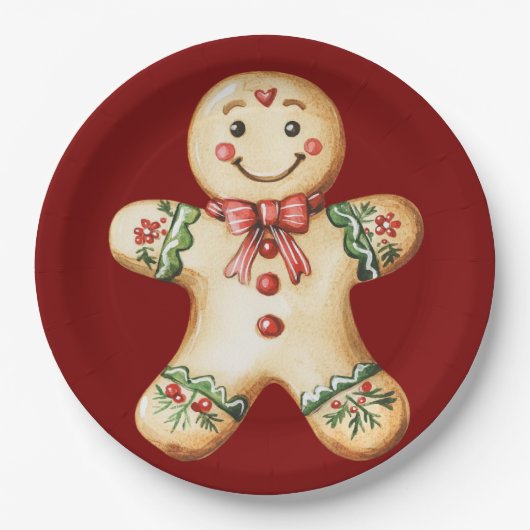 Süßes Lebkuchen-Rot-Weihnachten Pappteller (Vorderseite)