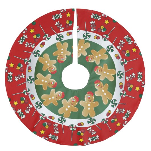 Süßes Lebkuchen-Weihnachten Polyester Weihnachtsbaumdecke (Vorderseite)