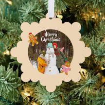 Süßes Lebkuchen-Weihnachts-Foto-Ornament-Kärtchen 