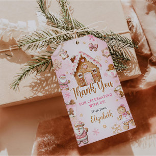Süßes Lebkuchenhäuschen Mädchen Geburtstagsfeier Geschenkanhänger