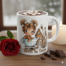 Süßes Lebkuchenmädchen in Teetasse Weihnachten