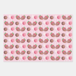 Süßes Leckerei Schokolade Erdbeeren und Kuchen Pop Geschenkpapier Set