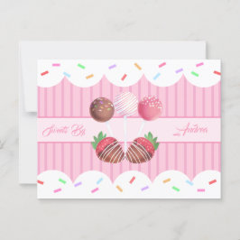 Süßes Leckerei Schokolade Erdbeeren und Kuchen Pop Postkarte