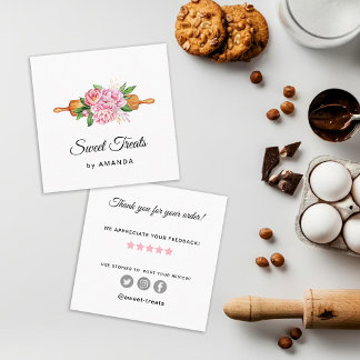 Süßes Leckereien Bäckerei Danke Quadratische Visitenkarte