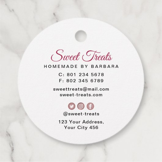 Süßes Leckereien Bäckerei Geschenkanhänger (Rückseite)