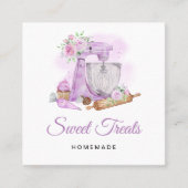 Süßes Leckereien Bäckerei Lila Quadratische Visitenkarte (Vorderseite)