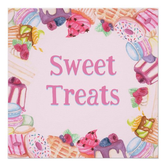 Süßes Leckereien Nachspeisen Rosa Poster (Vorderseite)